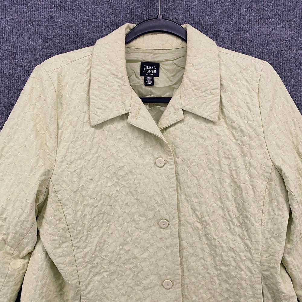 Eileen Fisher Jacket Womens PM‎ Petite Green Quilted Button Up Outdoor Barn Farm - Picture 2 of 11